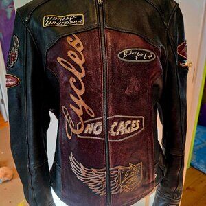 RARE HARLEY DAVIDSON STREETWISE NO CAGES LEATHER WOMENS RIDING JACKET LARGE